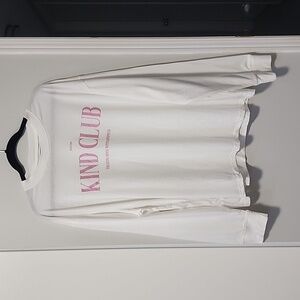 Brunette The Label "KIND CLUB" Oversized Boxy Crew Neck Long Sleeve Tee - XL/2XL